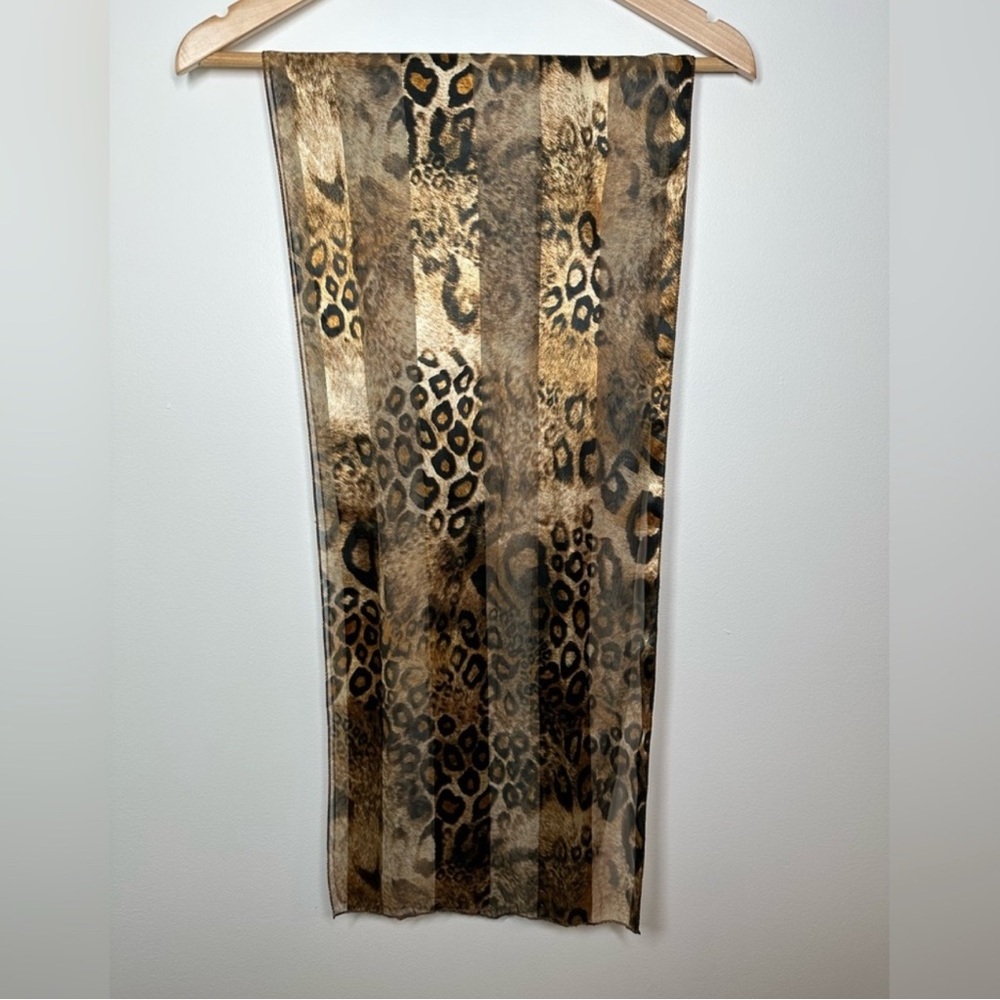 Mixed Animal Print Sheer Satin Fashion Scarf